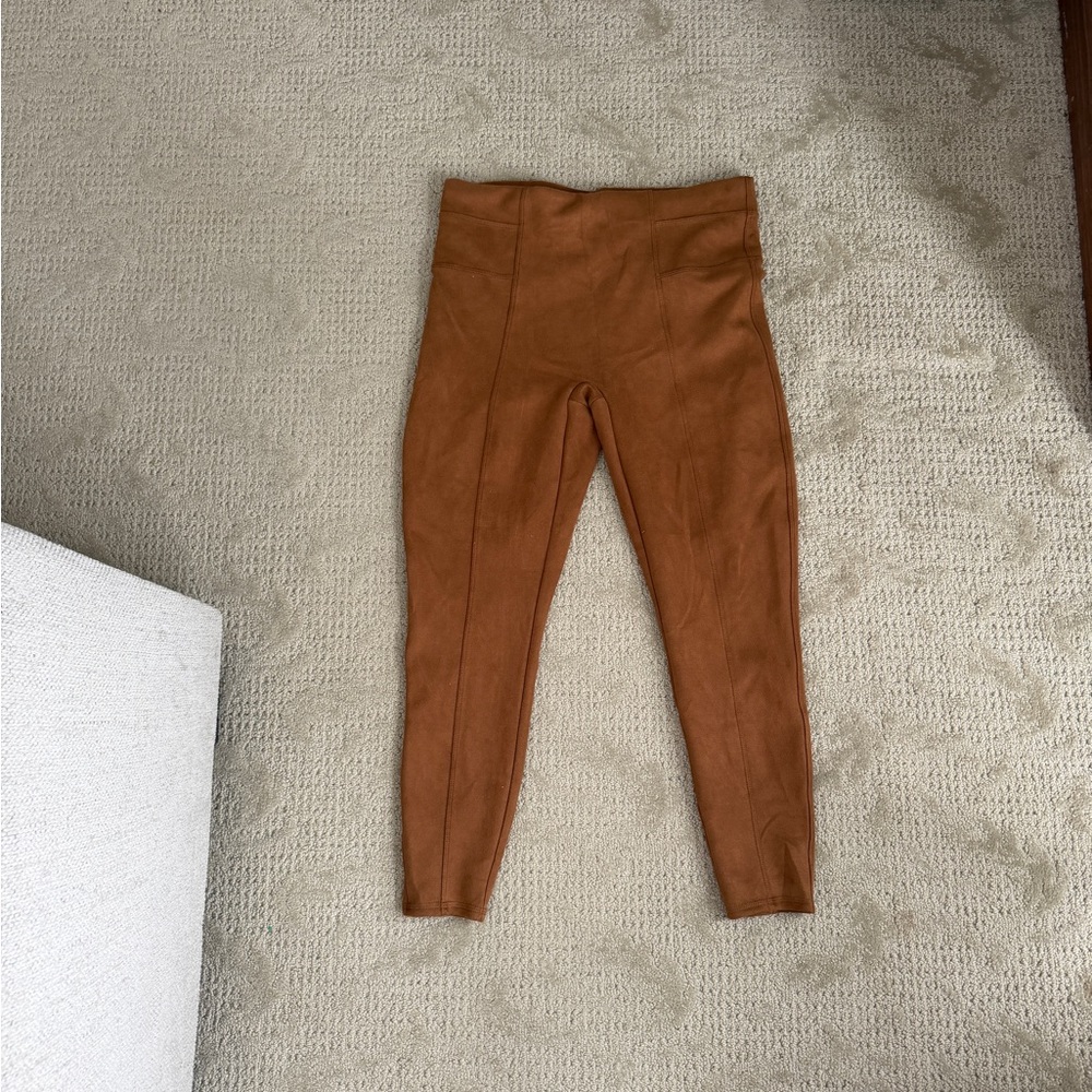 SPANX caramel faux suede leggings